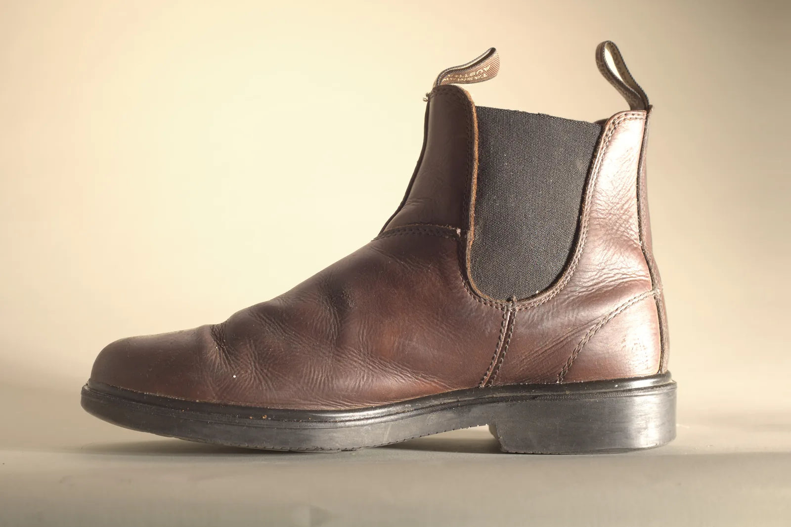 The same boot after 2-in-1 Boot Wax, with richer, even brown leather