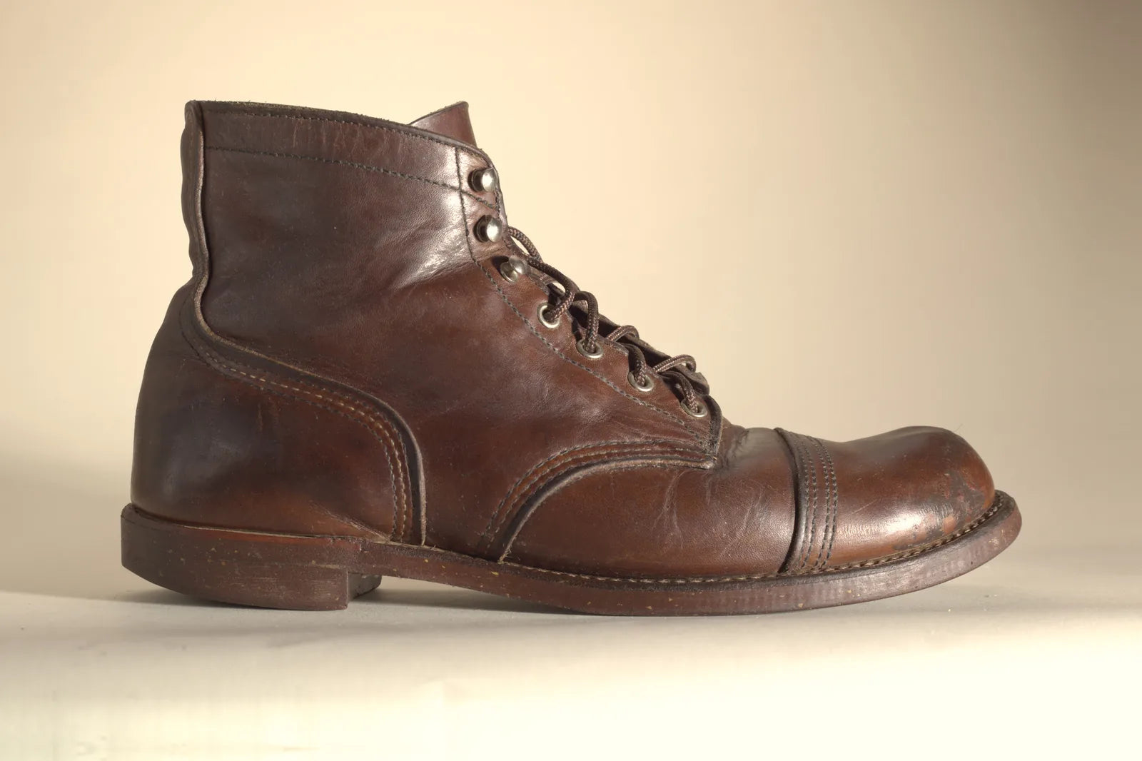 The same boot after 2-in-1 Boot Wax, with deep, even brown leather
