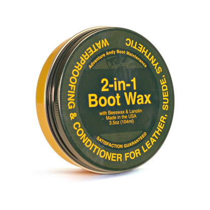 2-in-1 Boot Wax with beeswax and lanolin, 3.5 oz tin