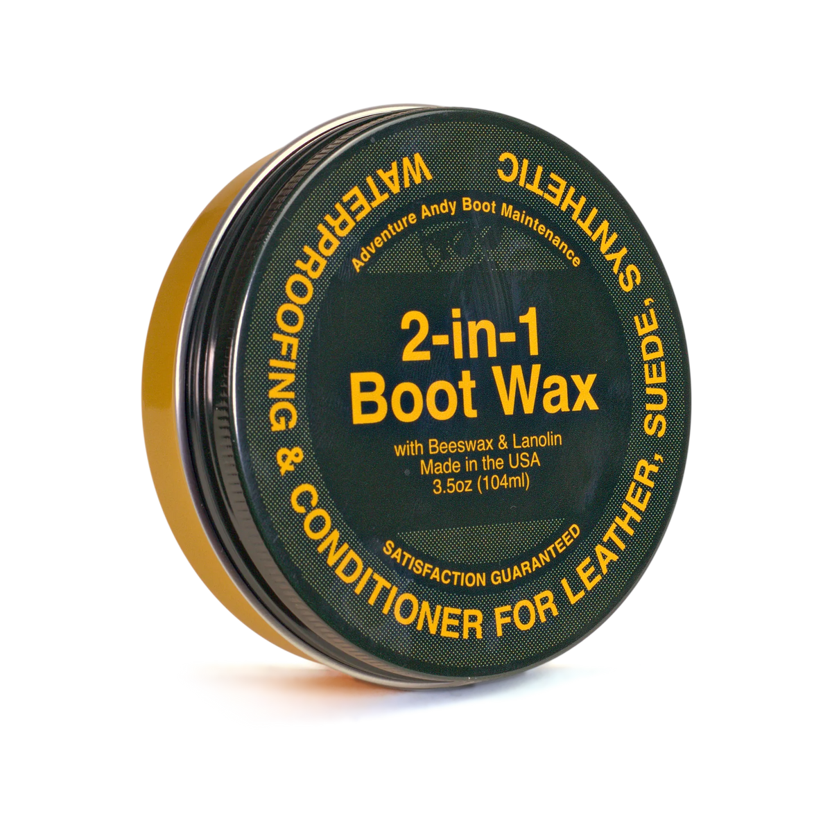 2-in-1 Boot Wax with beeswax and lanolin, 3.5 oz tin
