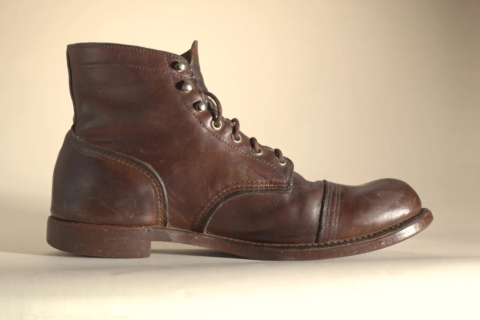 The same boot after 2-in-1 Boot Wax, with even, rich brown leather